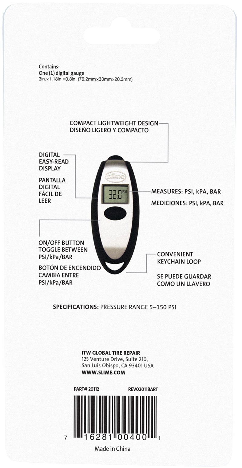 Slime 20112 Tire Gauge, Mini Digital, 5-150 psi, Compact and Accurate - Image 4